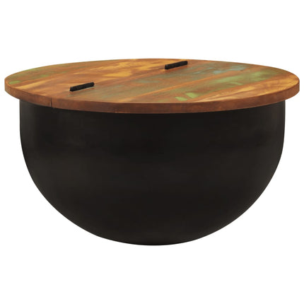Table Basse Forme De Bol Avec Base En Acier Bois Recyclé
