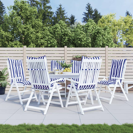 Coussins De Chaise De Jardin À Dossier Haut Lot De 4 120X50X7Cm Bleu Et Blanc