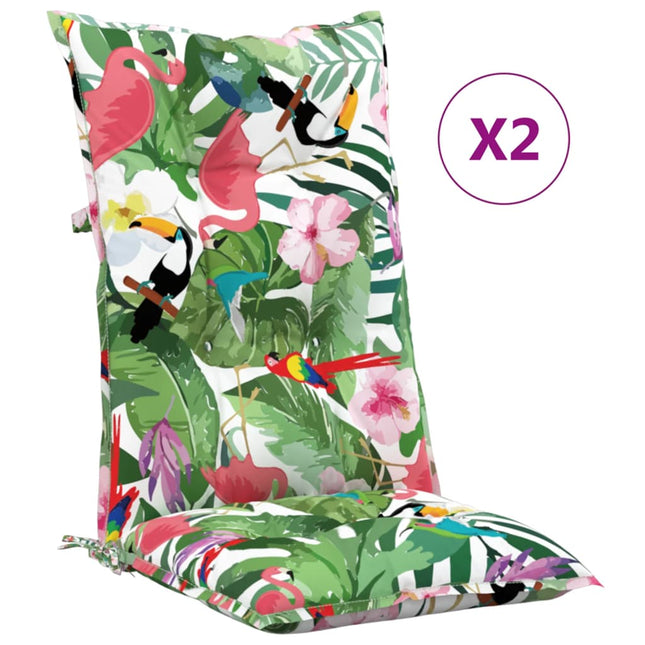 Coussins De Chaise De Jardin Dossier Haut Lot De 2 Multicolore Vert Et Rose