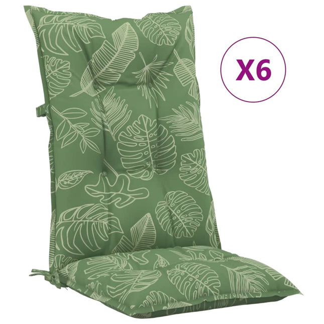 Coussins De Chaise De Jardin À Dossier Haut Lot De 6 Tissu Design À Feuille