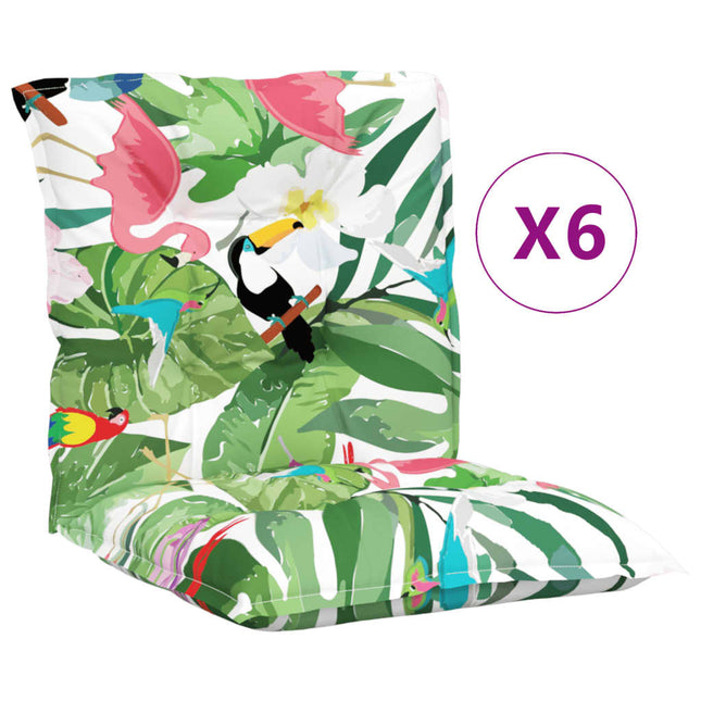 Coussins De Chaise À Dossier Bas Lot De 6 Multicolore Tissu Vert Et Rose