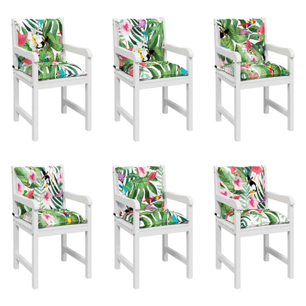 Coussins De Chaise À Dossier Bas Lot De 6 Multicolore Tissu Vert Et Rose
