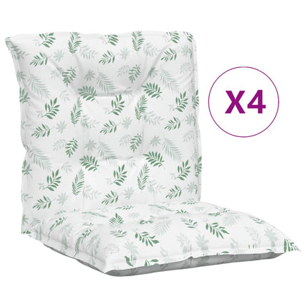 Coussins De Chaise À Dossier Bas Lot De 4 Modèle De Feuille Blanc Et Vert