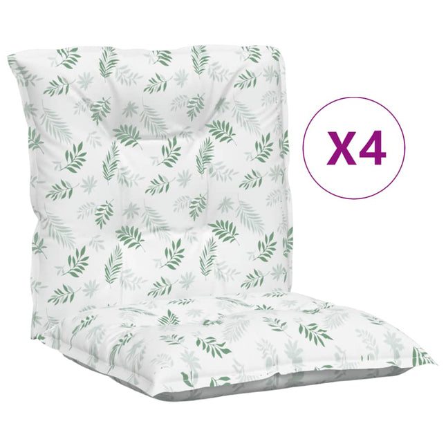 Coussins De Chaise À Dossier Bas Lot De 4 Modèle De Feuille Blanc Et Vert