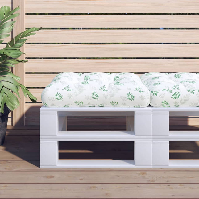 Coussin De Palette Motif De Feuilles Tissu Blanc Et Vert