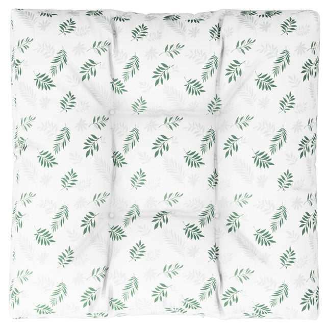 Coussin De Palette Motif De Feuilles Tissu Blanc Et Vert