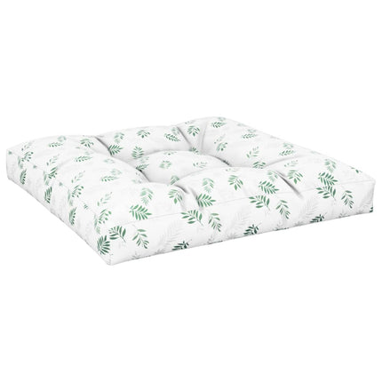 Coussin De Palette Motif De Feuilles Tissu Blanc Et Vert