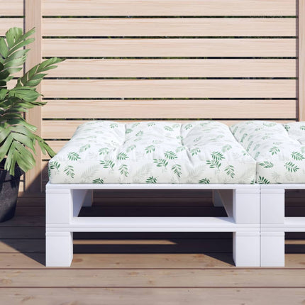 Coussin De Palette Motif De Feuilles Tissu Blanc Et Vert