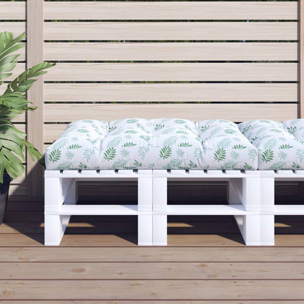 Coussin De Palette Motif De Feuilles Tissu Blanc Et Vert