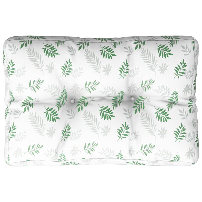 Coussin De Palette Motif De Feuilles Tissu Blanc Et Vert