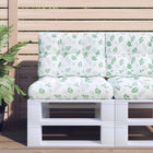 Coussin De Palette Motif De Feuilles Tissu Blanc Et Vert