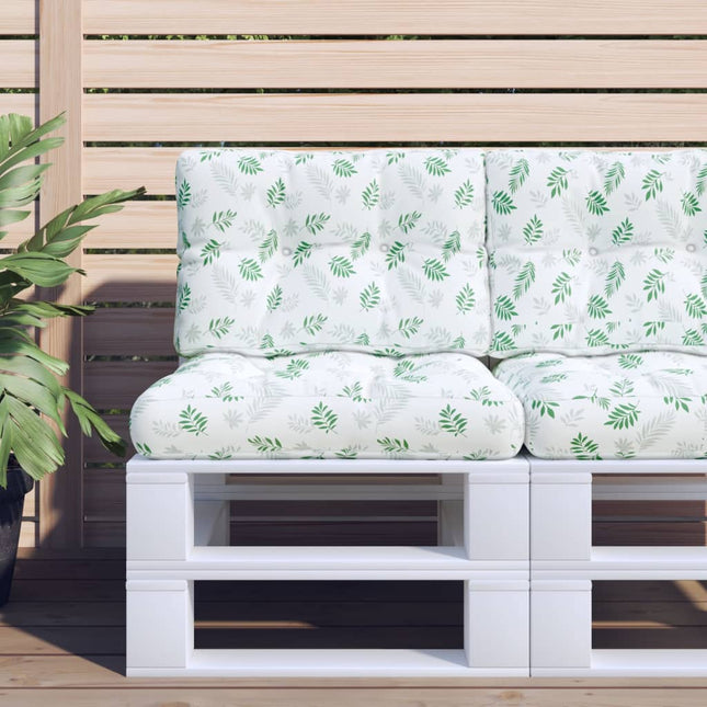 Coussin De Palette Motif De Feuilles Tissu Blanc Et Vert