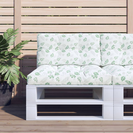 Coussin De Palette Motif De Feuilles Tissu Blanc Et Vert