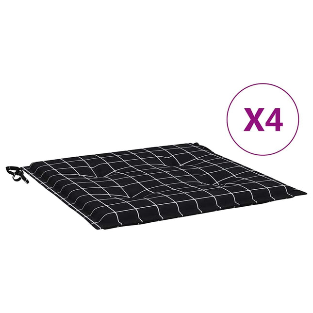 Coussins De Chaise De Jardin Lot De 4 Motif À Carreaux Noir Noir Et Blanc