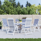 Coussins De Chaise De Jardin À Dossier Haut Lot De 4 120X50X7Cm Bleu Et Blanc