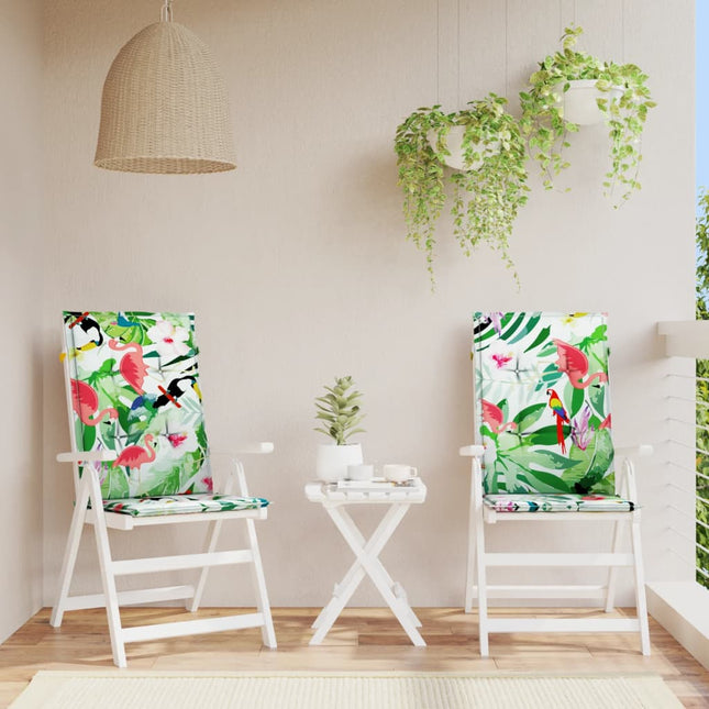 Coussins De Chaise De Jardin Dossier Haut Lot De 2 Multicolore Vert Et Rose