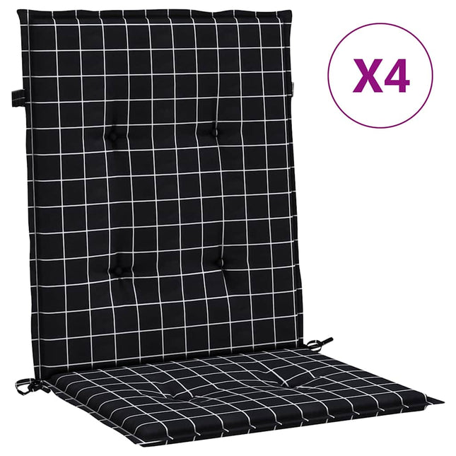 Coussins De Chaise À Dossier Bas Lot De 4 Noir À Carreaux Tissu Noir Et Blanc