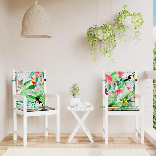 Coussins De Chaise À Dossier Bas Lot De 6 Multicolore Tissu Vert Et Rose