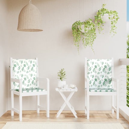 Coussins De Chaise À Dossier Bas Lot De 4 Modèle De Feuille Blanc Et Vert