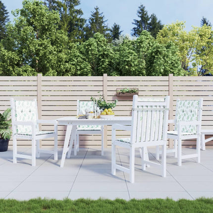 Coussins De Chaise À Dossier Bas Lot De 4 Modèle De Feuille Blanc Et Vert