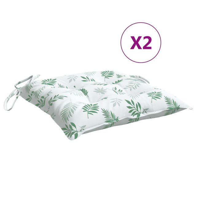 Coussins De Chaise Lot De 2 À Motif De Feuilles Blanc Et Vert