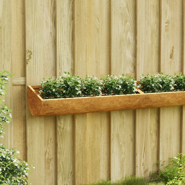 Jardinière Murale 50X16X10 Cm Acier Corten Acier Résistant Aux Intempéries/Marron