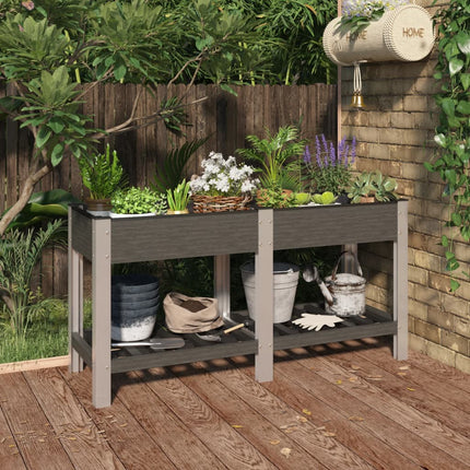 Lit Surélevé De Jardin Avec Étagère Wpc Gris