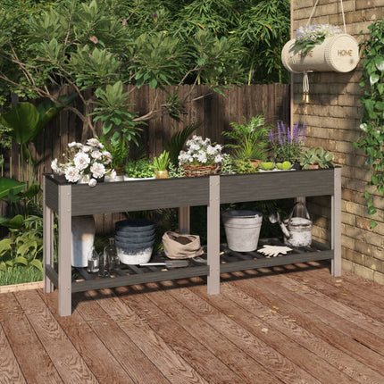 Lit Surélevé De Jardin Avec Étagère Wpc Gris