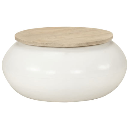 Table Basse Forme De Bol Avec Base En Acier Bois Recyclé