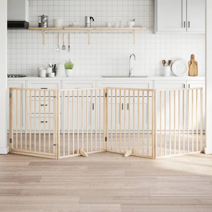 Barrière Pour Chiens Avec Porte 6 Panneaux Bois De Peuplier