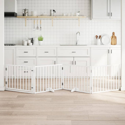Barrière Pour Chiens Avec Porte 6 Panneaux Bois De Peuplier
