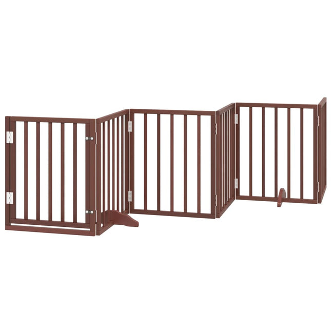 Barrière Pour Chiens Avec Porte 6 Panneaux Bois De Peuplier