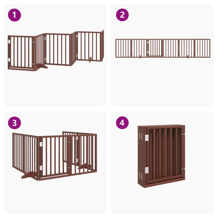 Barrière Pour Chiens Avec Porte 6 Panneaux Bois De Peuplier