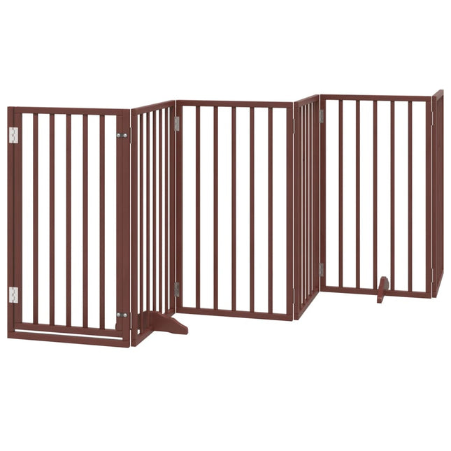 Barrière Pour Chiens Avec Porte 6 Panneaux Bois De Peuplier
