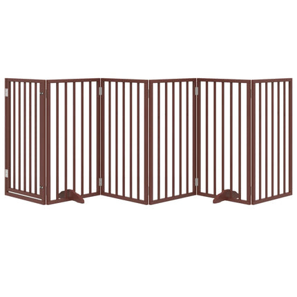 Barrière Pour Chiens Avec Porte 6 Panneaux Bois De Peuplier