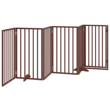 Barrière Pour Chiens Avec Porte 6 Panneaux Bois De Peuplier