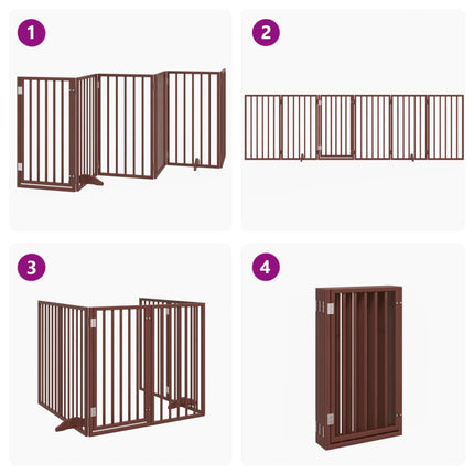 Barrière Pour Chiens Avec Porte 6 Panneaux Bois De Peuplier