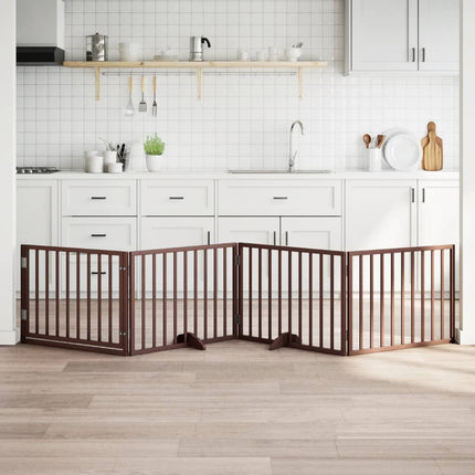 Barrière Pour Chiens Avec Porte 6 Panneaux Bois De Peuplier