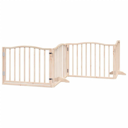 Barrière Pour Chiens Avec Porte 4 Panneaux Bois De Peuplier Gris Béton