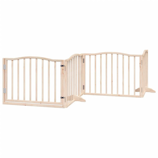 Barrière Pour Chiens Avec Porte 4 Panneaux Bois De Peuplier Gris Béton
