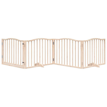 Barrière Pour Chiens Avec Porte 4 Panneaux Bois De Peuplier Gris Béton