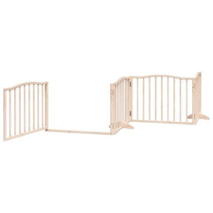 Barrière Pour Chiens Avec Porte 4 Panneaux Bois De Peuplier Gris Béton