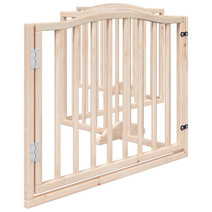Barrière Pour Chiens Avec Porte 4 Panneaux Bois De Peuplier Gris Béton