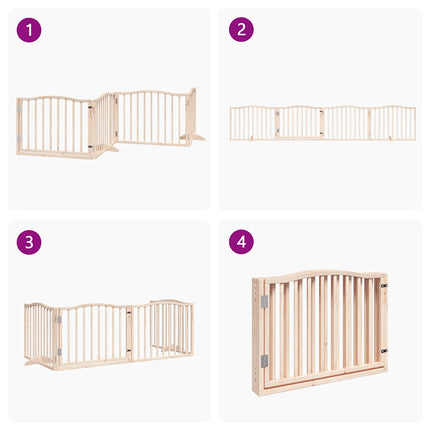 Barrière Pour Chiens Avec Porte 4 Panneaux Bois De Peuplier Gris Béton