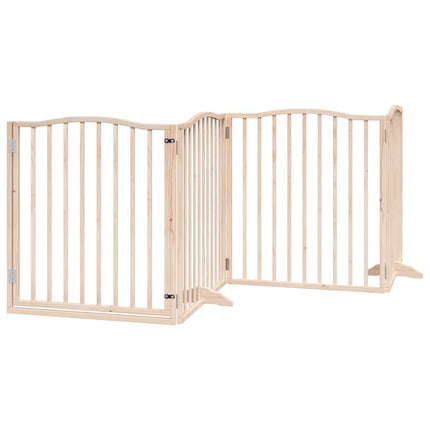 Barrière Pour Chiens Avec Porte 4 Panneaux Bois De Peuplier Marron