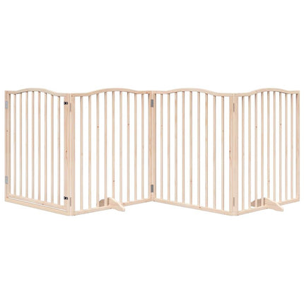 Barrière Pour Chiens Avec Porte 4 Panneaux Bois De Peuplier Marron