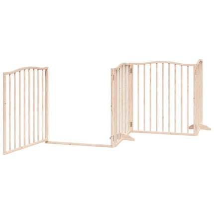 Barrière Pour Chiens Avec Porte 4 Panneaux Bois De Peuplier Marron