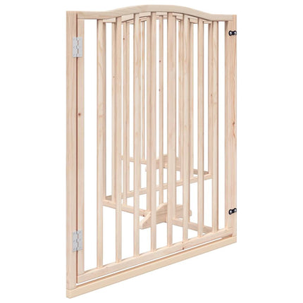 Barrière Pour Chiens Avec Porte 4 Panneaux Bois De Peuplier Marron