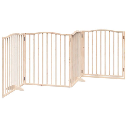 Barrière Pour Chiens Avec Porte 4 Panneaux Bois De Peuplier Marron