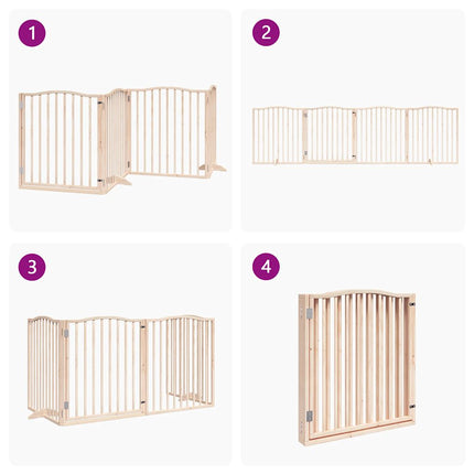 Barrière Pour Chiens Avec Porte 4 Panneaux Bois De Peuplier Marron